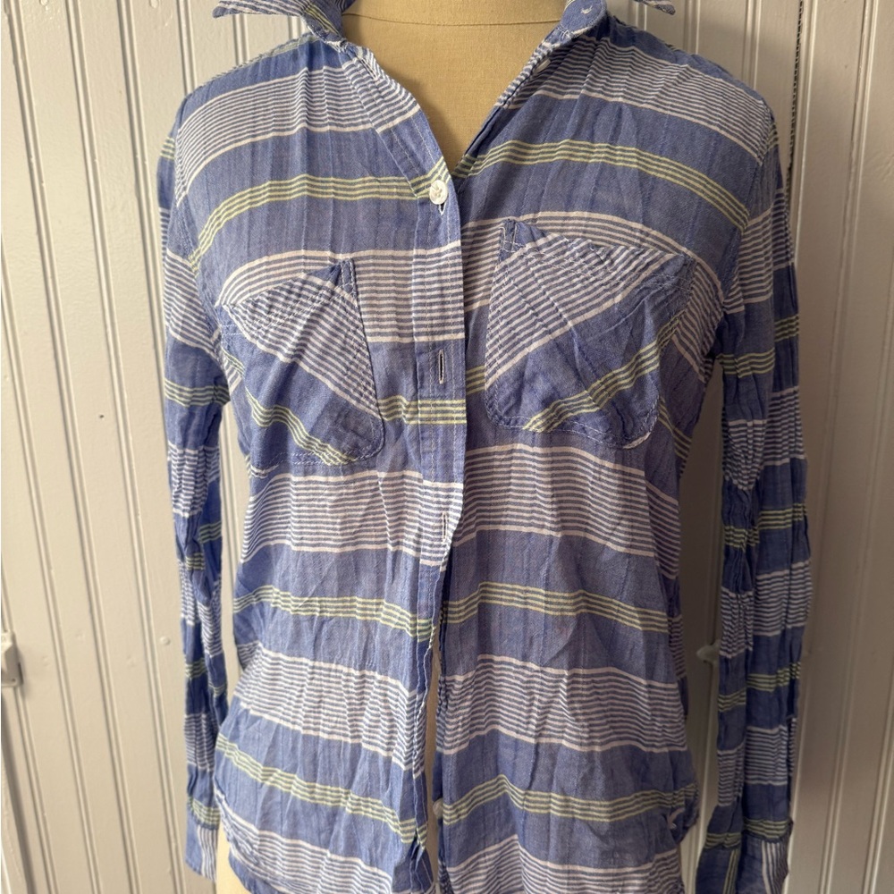 American Eagle Outfitters Blue Striped Button Down Shirt